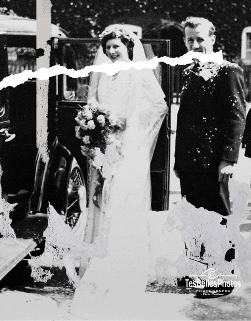 Restauration et retouche d'une vieille photo endommagée et déchirée